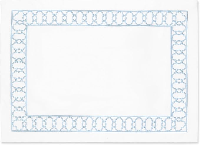 Hofdeco Premium Coastal Patio Indoor Outdoor Placemat Set of 4, 14"x19" Double-Layered, Waterproof Cloth Placemat for Kitchen or Dining Table. Baby Blue Embroidered Frame