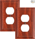 2-Pack Duplex Outlet Cover Plate, Decorative Wood Grain Switch Plates and Outlet Covers, Natural Bamboo Fiber Wall Plates for Electrical Outlets, 1 Gang Receptacle Cover, Corrosion Resistant