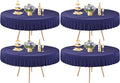 4 Pack Navy Blue Spandex Round Tablecloths for 72in Table, Stretchy Fitted 6FT Round Table Cloths, Wrinkle Free Table Cover with Skirt for Wedding Birthday Party Bridal Shower Banquet
