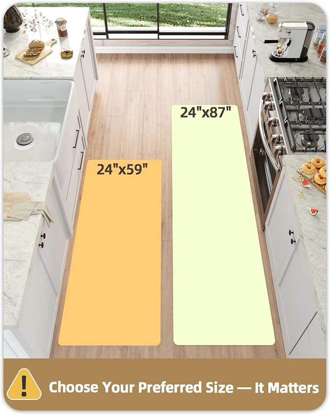 Color&Geometry Anti Fatigue Kitchen Mats for Floor 24x87, Vintage Decor, Easy Clean, Waterproof & Oil Proof, 0.4" Thick Cushioned, Non-Slip Kitchen Runner Rug for Sink, Laundry, Office, Light Taupe
