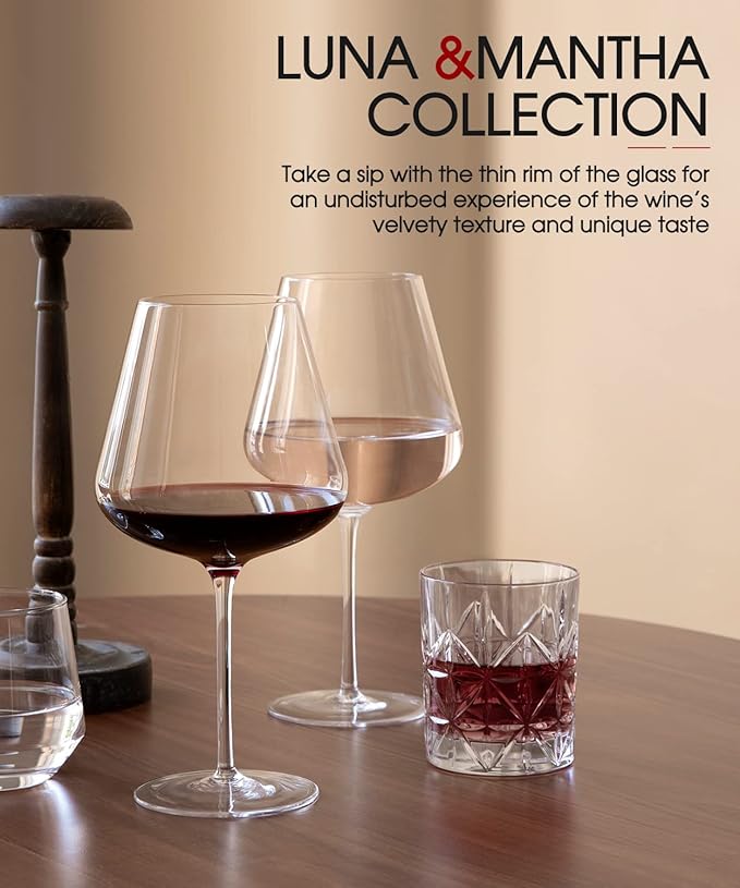 OJA Red Wine Glasses Set of 4,Large Wine Glasses 27 oz, Hand Blown Crystal Clearer, Light for Wine Tasting, Perfect Gifts, Valentine's Day, Anniversary, Birthday