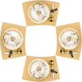 Round Table Placemats Set of 4, Faux Leather Heat Resistant Table Mats, Waterproof Wipeable PU Place Mats, Gold
