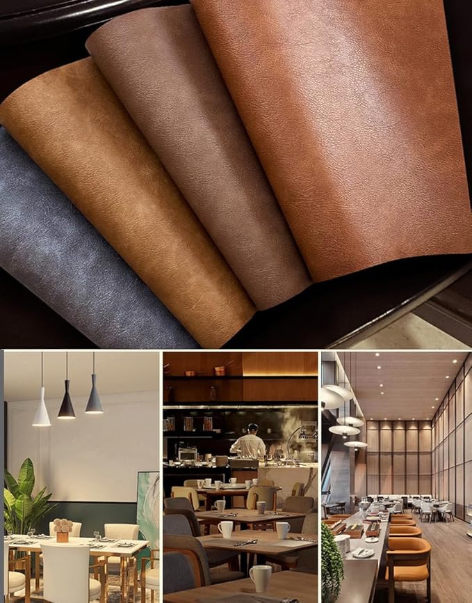 Leather Round Table Washable Placemats, Thick Faux Leather Heat Resistant Wedge Table Placemat, Waterproof Non-Slip Easy to Clean Place mat for Kitchen Coffee Dining Room Table Set of 6