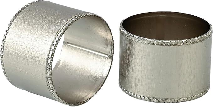 CLEENTABLE Decorative Napkin Ring - 12 Pack Decorative Metal Round Napkin Holders, Finish with Beaded Edge, Vintage Rustic Metal Napkin Rings for Dining, Weddings, Holidays (Silver)