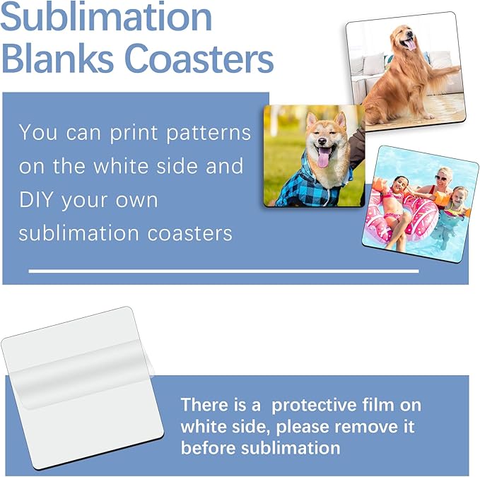 36 Pcs Sublimation Square Coaster Blanks Bulk with Cork Back MDF Heat Transfer Wood Cork Coasters Product Blank Iteam 3.86x3.86 Inch