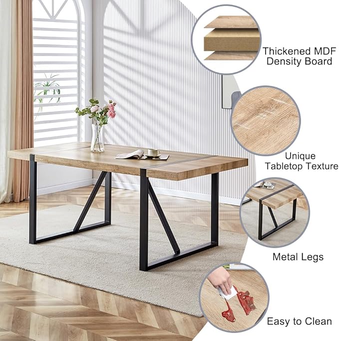 9 Piece Dining Table Set for 8,Modern 71'' Rectangle Wood Dining Table and Fabric Dining Chairs 8,Kitchen Table and Chairs for 8,Ideal for Kitchen Dining Room