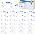 Clear Safety Glasses 24 Pack, Polycarbonate Lens with Rubber Temples, Safety Goggles Anti-Scratch Impact Resistant, Eye Protection for Work Lab Construction, Clear Lens/Blue Frame