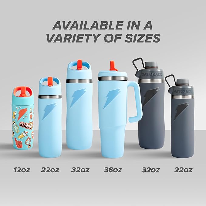 Gatorade 'Overtime' 22oz Stainless Steel Water Bottle, Twist Cap, Grey/Neon Yellow
