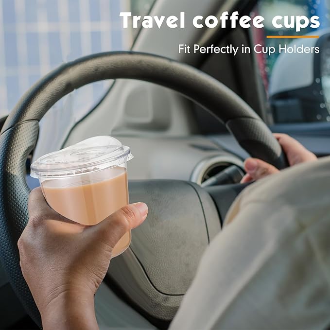 50 Sets 12 oz Clear Plastic Cups with Strawless Sip Lids, Thickened Clear Disposable Plastic PET Crystal Cups for Iced Coffee, Smoothie, Cold Beverage, Drink Shops and Party Catering