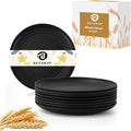 5.7 Inch Dessert Plates Set of 8, Unbreakable Wheat Straw Plate Appetizer Plates, Plastic Plates Reusable, Microwave & Dishwasher Safe Mini Plate for Kitchen (Black)