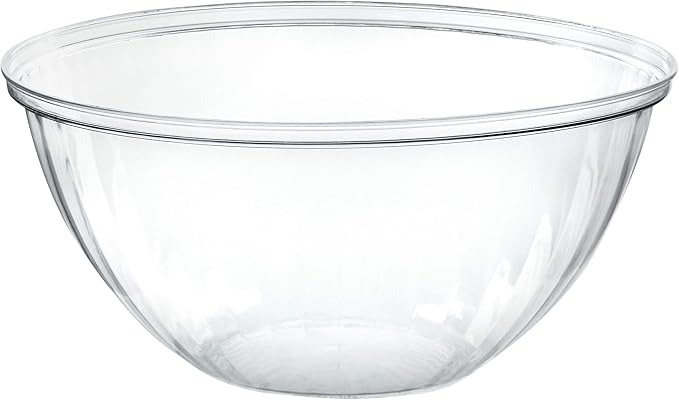 PLASTICPRO Disposable 150 Ounce Round Crystal Clear Plastic Snack & Salad Bowls - Chip Bowl, Candy Dish alternatives, Pack of 4