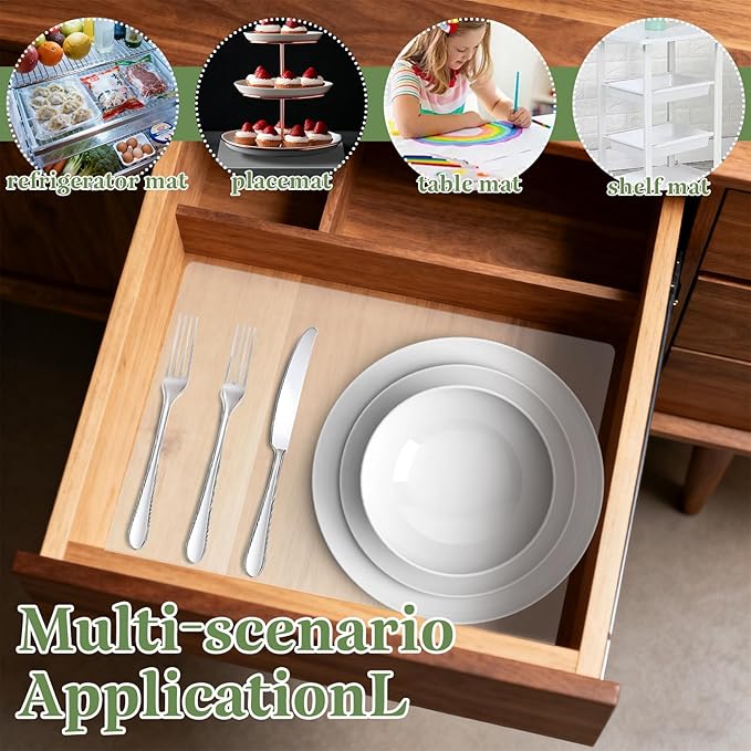 Tecmisse 5 PCS Plastic Placemat Heat Resistant Washable Table Mats, Clear Placemats for Table, Dining, Kitchen, Crafting and Shelf Liner, 17 x 11 Inch