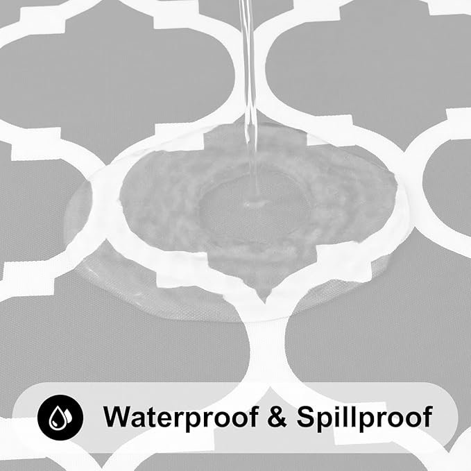 Smiry Rectangle Table Cloth, Waterproof Vinyl Tablecloth with Flannel Backing for Rectangle Tables, Wipeable Spillproof Plastic Tablecloths for Dining, Camping and Indoor (52"x70", Light Grey)