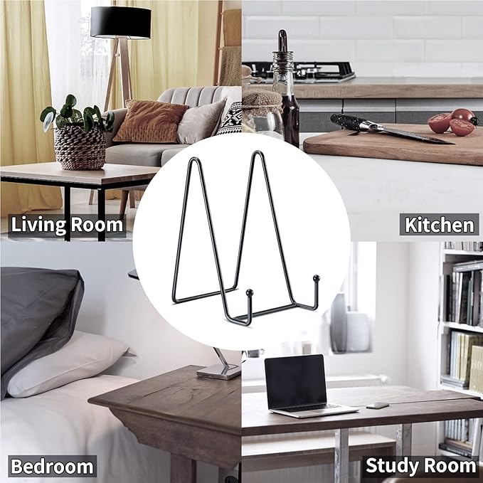 Kruodop 10 Pack Plate Stands for Display, 6 Inch Plate Holder Display Stand, Metal Frame Holder Stands for Book, Pictures, Photo Easel, Tabletop Art