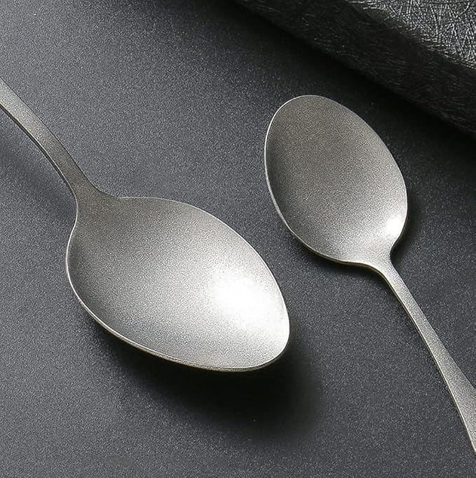 Matte Silverware Set for 6 Stainless Steel Flatware Set Vintage Style Delicate Cutlery Utensils 30 Piece Include Knives Forks and Spoons Tableware Set for Home Kitchen Wedding Restaurant