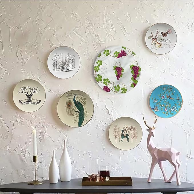 Ceramic Display Plate, Vine Ceramic Hanging Decorative Plate, Agriculture Harvest Yield, 10 Inch, Household Custom Ceramic Plate, Multicolor
