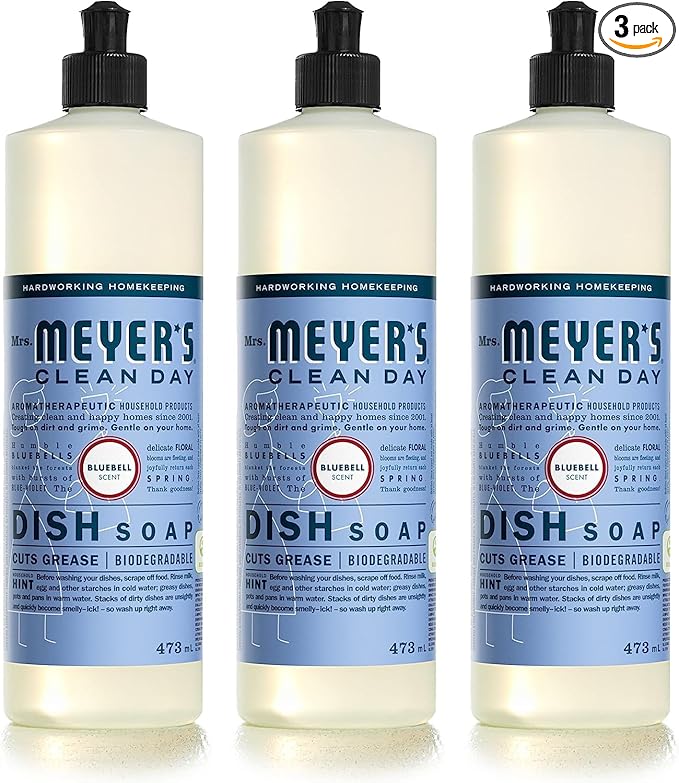 MRS. MEYER'S CLEAN DAY Liquid Dish Soap, Bluebell, 16 fl. oz - Pack of 3