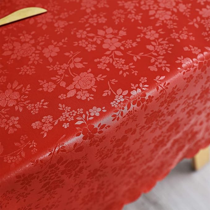 Smiry Rectangle Table Cloth, Waterproof Heavy Duty Vinyl Tablecloths, Wipeable Washable Table Cover for Kitchen and Dining Room (Red, 52" X 70")