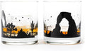 Black Lantern Desert Landscape Whiskey Glasses - Hand-Printed Rock Glass Set - Dishwasher Safe Tumbler Glass Set Set of 2 11oz. Glasses