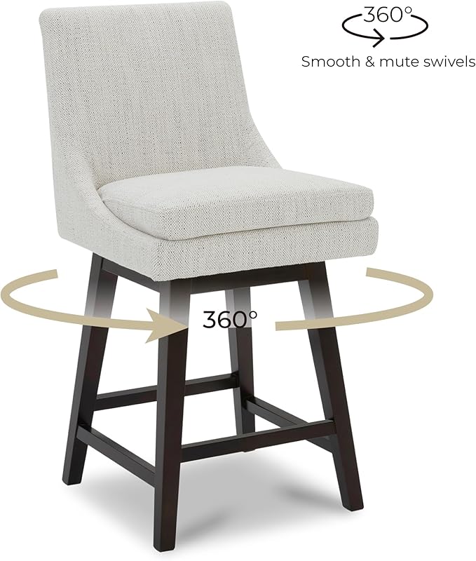 CHITA Counter Height Swivel Barstool, FSC Certified Upholstered Bar Stool, 26.8" H Seat Height, Fabric in Ivory