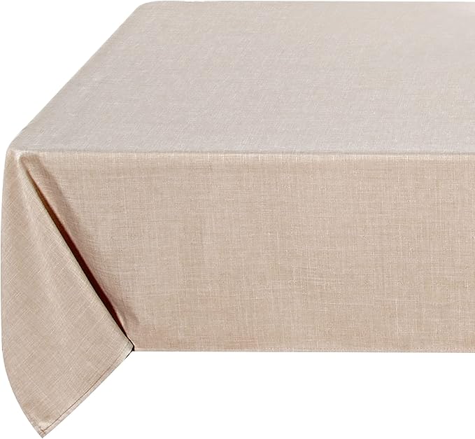 Fitable Linen Textured Tablecloth Washable Fabric Rectangle Table Cloth for 8 Foot Tables, Holiday Table Cover for Kitchen Dining, Party, Farmhouse (Beige, 54 x 108 Inch)