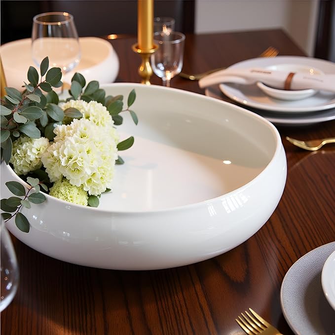 Decorative Bowl Free-Form Rim Glazed Ceramic Fruit Bowl for Kitchen Counter Ceramic Dining Room Table Centerpiecekey Bowl for Entryway Table|Dishwasher & Microwave Safe
