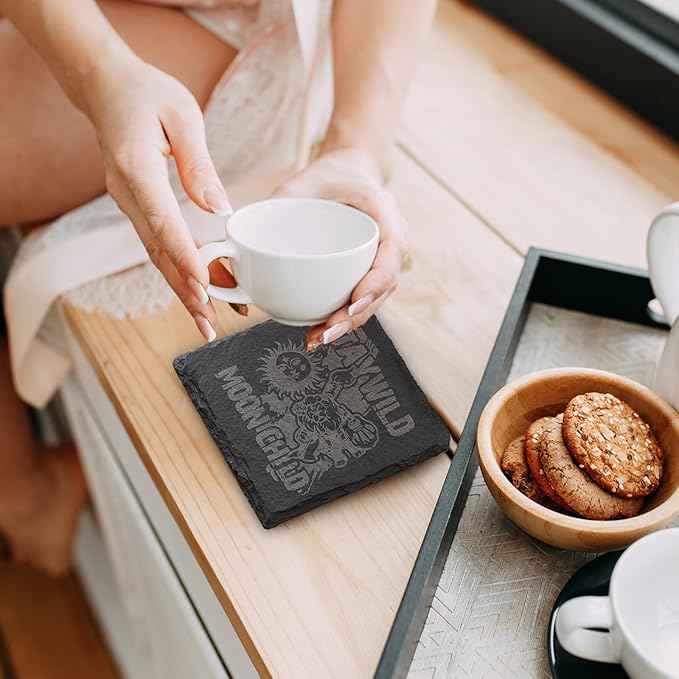 Slate Coasters Set of 60,4-Inch Black Square Stone Drink Coasters with Scratch-Resistant Backing,Durable Tabletop Protection for Home Office Kitchen,Ideal Housewarming Wedding Gifts