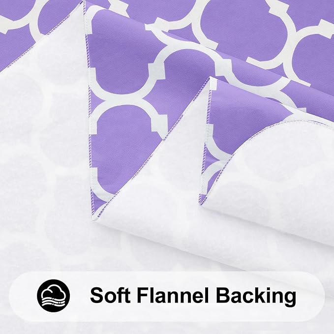 Smiry Rectangle Table Cloth, Waterproof Vinyl Tablecloth with Flannel Backing for Rectangle Tables, Wipeable Spillproof Plastic Tablecloths for Dining, Camping and Indoor (60"x102", Lavender)