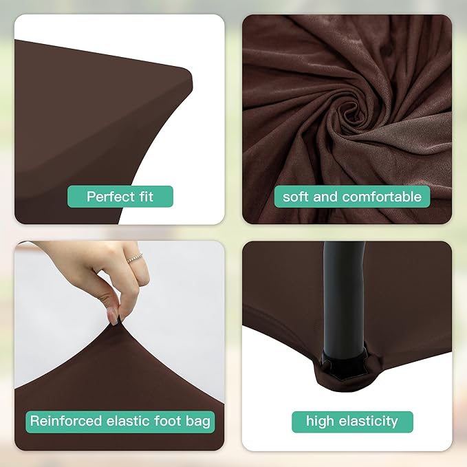 8FT Table Cloth for Rectangular Fitted Events Stretch Black Table Covers Washable Spandex Tablecloth Protector for Party, Wedding, Cocktail, Banquet, Festival