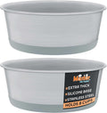 Master Pet Supply Stainless Steel Dog Bowls Set of 2 with Extra Thick Silicone Base - 8 Cup (64 oz) Graphite, Non-Slip, Dishwasher Safe Metal Bowls, Pet Dog Food Bowl for Dogs, Cats, Anti Rust