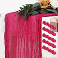 FUHSY Hot Pink Cheesecloth Table Runner 5 Pack 10FT Gauze Cheese Cloths Rustic Boho Table Runner Bulk Pink Table Runners for Parties Sheer Cheesecloth Fabric Table Runner for Wedding Halloween Decor