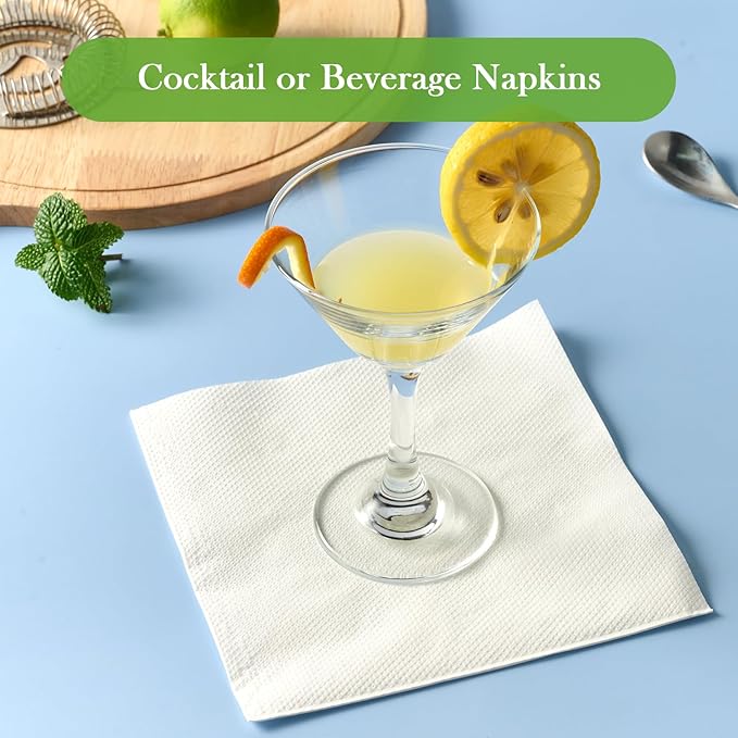 ECOLipak Lunch Napkins Bulk, 250 Count Everyday Paper Napkins, 6.5×6.5 Inch Folded, 2-Ply Soft And Absorbent for Dinner, Gathering, Bar, Restaurants(13×13 Inch Unfolded)