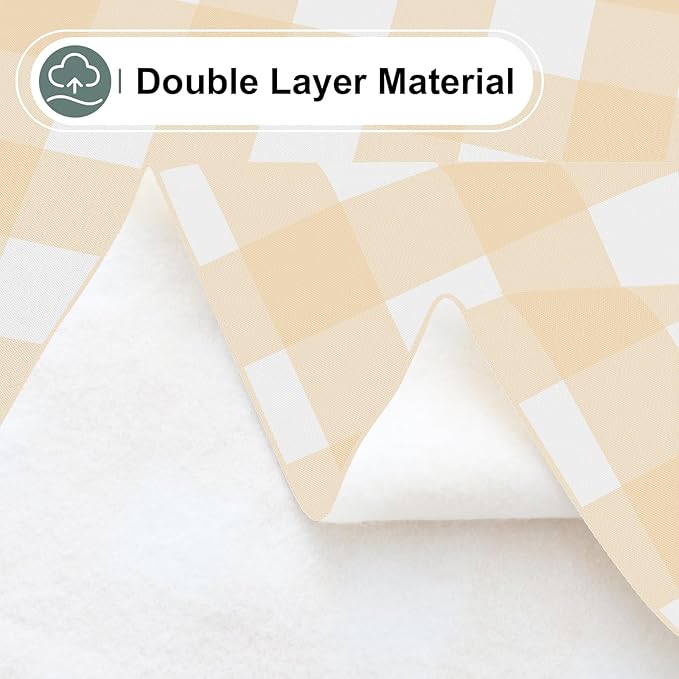 misaya Rectangle Waterproof Vinyl Table Cloth, Buffalo Flannel Backed Tablecloth, Wipeable Plastic Table Cover for Dinner, Kitchen, Outdoor (60" x 84", Beige and White)