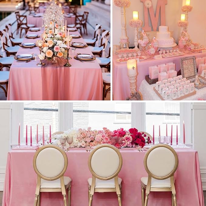 8 Pack Pink Tablecloth 60 x 102 Inch Rectangular Valentine’s Day Table Cloth for 6 Foot Rectangle Tables, Wrinkle Resistant Washable Polyester Fabric Table Covers for Wedding Party Banquet Buffet