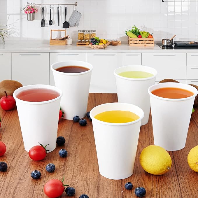 Turbo Bee 12 oz Disposable Paper Cups,270 Pack Paper Coffee Cups,Disposable Hot Drinking Cups