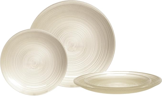 " OCCASIONS " 240 Plates Pack,(120 Guests) Premium Wedding Party Disposable Plastic Plates Set -120 x 10'' Dinner + 120 x 7'' Salad/Dessert (Belize in Ivory & Gold)