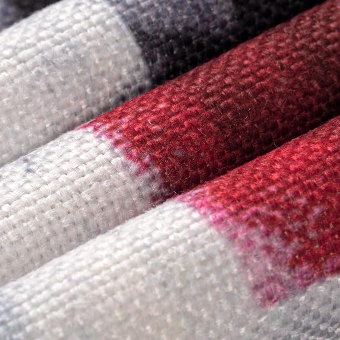 Red and Grey Modern Art Placemats Set of 4, Heat Resistant Non-Slip Artwork Dining Placemats, Washable Place Mats for Home Kitchen (Red and Grey, 18"X12")