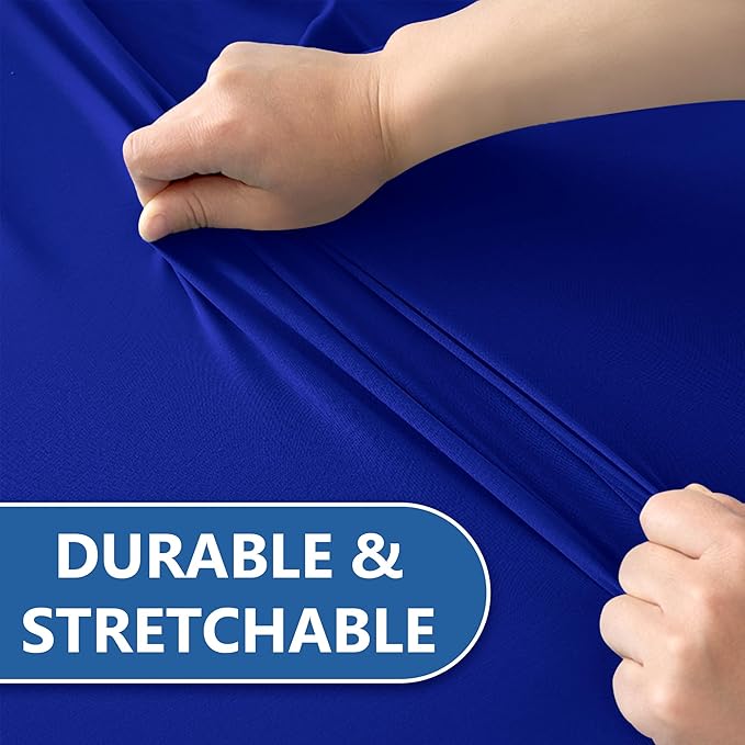 Spandex Table Cloths for 8 Foot Rectangle Tables-6 Pack Fitted Stretch Royal Blue Table Covers-Folding Tablecloths for Party, Vendor Booth Display, Banquet Buffet Event, Craft Trade Show
