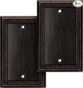 Henne Bery Sunken Pearls Heavy Duty Decorative Wall Plate Switch Plate Outlet Cover (Single Blank, 2 Pack, Aged Bronze)