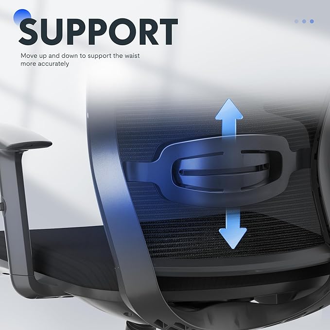 FLEXISPOT Ergonomic Office Chair, High Back Home Office Desk Chairs with Adjustable Lumbar Support, Armrests,90-130° Tilt Lock, Comfort Wide Cushion, Swivel Computer Gaming Chairs for Adults (Black)