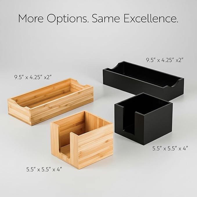 Restaurantware 5.5 x 4 Inch Cocktail Napkin Holder 1 Square Flat Napkin Holder - For Bars Kitchen Tables or Countertops Sturdy Black Bamboo Tissue Napkin Holder Dining Room Decor