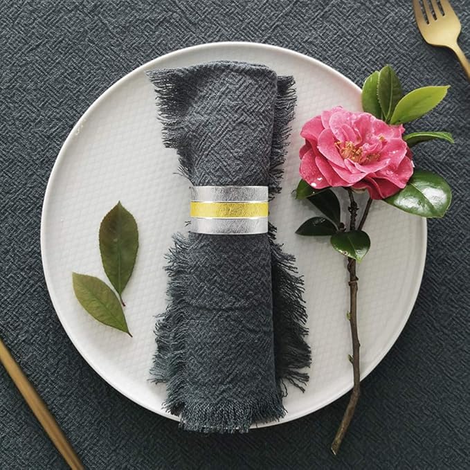 Picowe Napkin Rings, Set of 6 Elegant Metal Buckles Decorative Napkin Ring for Dining Table Parties Wedding, Christmas, Thanksgiving Day Dinner