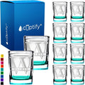 Personalized Square Shot Glasses Set of 10 Teal Bottom 2oz Engraved Initial and Name Custom Gifts, Weddings, Birthdays, Party, Event, Decorations