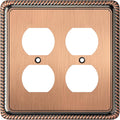 Henne Bery Rope Edge Decorative Wall Plate Switch Plate Outlet Cover (Double Duplex, Antique Copper)