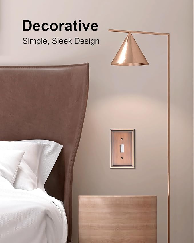 6-Pack Single Toggle Light Switch Cover Plate, Durable Solid Zinc Alloy Decorative Switch Plate Covers, Antique Copper 1 Gang Wall Plate, Corrosion Resistant