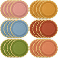 48 Pcs Fall Wildflower Color Paper Plates 9 Inch Colorful Boho Scalloped Paper Disposable Dinner Dessert Plates for Autumn Thanksgiving Birthday Wedding Bridal Party Supplies, 6 Colors