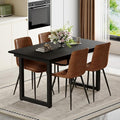 Extendable Dining Table Set for 4, 55"–71" Modern Black Kitchen Table with 4 Upholstered Chairs, Space-Saving for Living Room Apartment, Sturdy & Comfortable, Easy Assembly