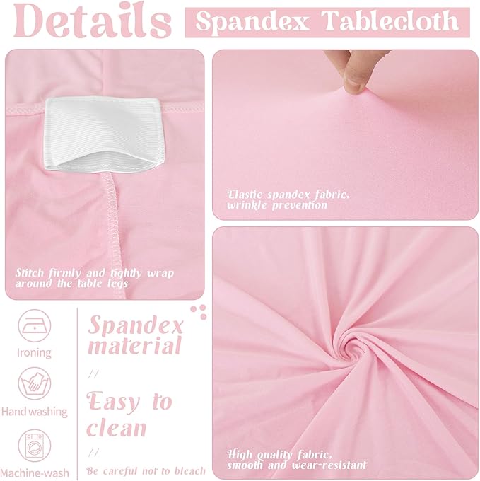 HAISIWLKJ 6 Pack Table Cloth 8ft Pink Tablecloths for Rectangle Folding Table Spandex Fitted Stretch Cover Wrinkle Resistant Washable Protector for Party, Wedding, Banquet, Festival.