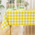 misaya Square Waterproof Vinyl Table Cloth, Buffalo Flannel Backed Tablecloth, Wipeable Plastic Table Cover for Dinner, Kitchen, Outdoor (60" x 60", Yellow and White)