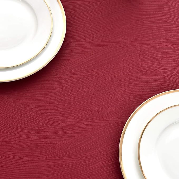 maxmill Jacquard Table Cloth Waving Pattern Water Proof Wrinkle Free Heavy Weight Soft Tablecloth Decorative Fabric Table Cover for Outdoor and Indoor Use Rectangular 60 x 104 Inch Red